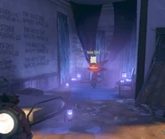 Graffiti beside an Outsider shrine.