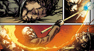 Griz swinging his weapon.