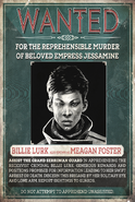 "Hollow" variant: This only appears as a hollow in the Bank Job mission, showing Billie in an alternate timeline, still missing an eye and an arm, and is also wanted for the murder of Jessamine Kaldwin.