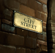 A sign for Gaff Street, close-up.