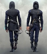 Concept art of Corvo in his outfit for Dishonored 2.