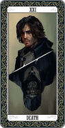 Corvo's tarot card in the Dishonored Game of the Year Edition Tarot Deck.