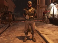 Bulletproof armor protects this guard from projectiles.