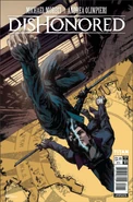 Corvo on a cover of the first issue of Dishonored: The Peeress and the Price, cover A by Andrea Olimpieri.