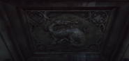 The dragon-like relief, as seen in the day.