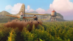Dusty and Leadbottom crop-dusting.