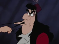 Hook's moustache pulled by Peter Pan