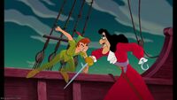 Captain Hook fighting with Peter Pan