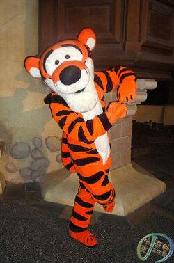 Tigger posing for a photo at one of the Disney Parks