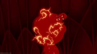 Snake Jafar turns into a red all-powerful genie after he used his final wish by Genie
