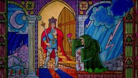 One winter's night, an old beggar-woman came to the castle, And offered him a single rose in return for shelter from the bitter cold.
