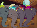Giddy and the other elephants following Mr. Stork's "Happy Birthday" singing