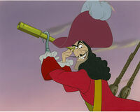 Captain Hook looking in his telescope