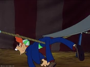 Smitty getting beaten in the buttocks by Mrs. Jumbo for bullying her son