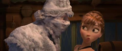 Anna meeting Kristoff. (Not exactly love at first sight).