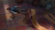 Rapunzel initiallya fraid of Flynn