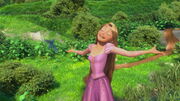 Rapunzel excited by her freedom