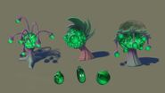 Concept art of goo plants scrapped from the play set.