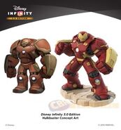 Concept art of Hulkbuster next to his final figure design.