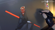 An artist drawing Darth Maul.