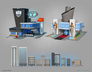 Concept art of some buildings for the play set.