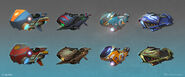 Concept art of scrapped vehicles from the play set.