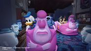 Stitch and Donald riding Alice in Wonderland's Caterpillar.