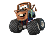 Artwork of Mater with Monster Truck Wheels.