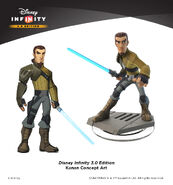 Concept art of Kanan Jarrus next to his figure's final design.