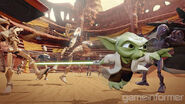 Yoda fighting Droids.