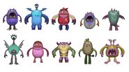 Concept art of monster townspeople for the play set.