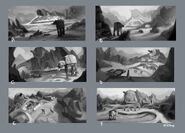 Concept art of the different areas of Hoth.