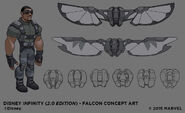 Concept art of Falcon using the Ultimate Falcon power disc.