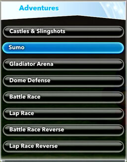 Adventures menu