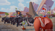 Phineas riding Tantor in-game