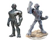 Concept art of Ultron next to his final figure design.