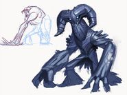 Concept art of a Frost Giant with ram's horns.