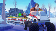 Wreck-It Ralph driving the Parking Lot Tram in the Toy Box