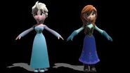 Anna and Elsa's in-game models.