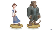 Concept art of Belle and Beast's figures.