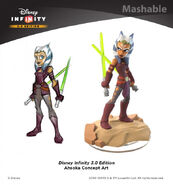 Concept art of Ahsoka next to her figure's final design.