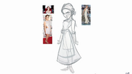 Concept art of Belle, with pictures of Emma Watson (the figure's model).