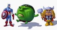 Early (pre-Disney Infinity) concept art of Hulk, Captain America, and Thor.