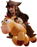 Artwork of Jack Sparrow riding Bullseye.