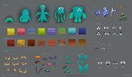 Concept art of Monsters University townspeople and their customizations.