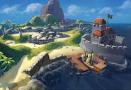 Concept art of an island from the pirate section of the game.