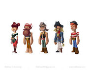 Concept art of various pirate townspeople for the play set.