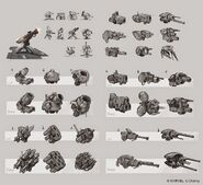 Concept art of various turrets for the play set.