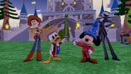 Woody, Musketeer Donald, Sorcerer Mickey, and Jack Skellington.