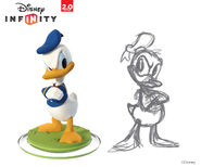 Donald's concept art next to his figure.